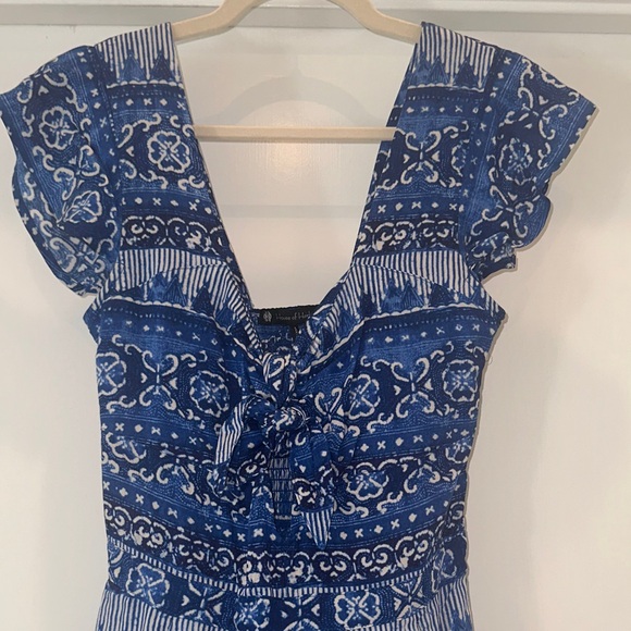 House of Harlow 1960 Blue Printed Tie-Front Tunic - Picture 4 of 8